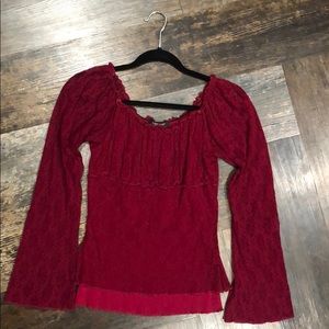 Wine colored lace long sleeve top